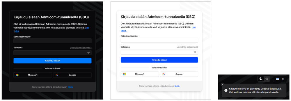 Ultima SSO -kirjautumisikkuna